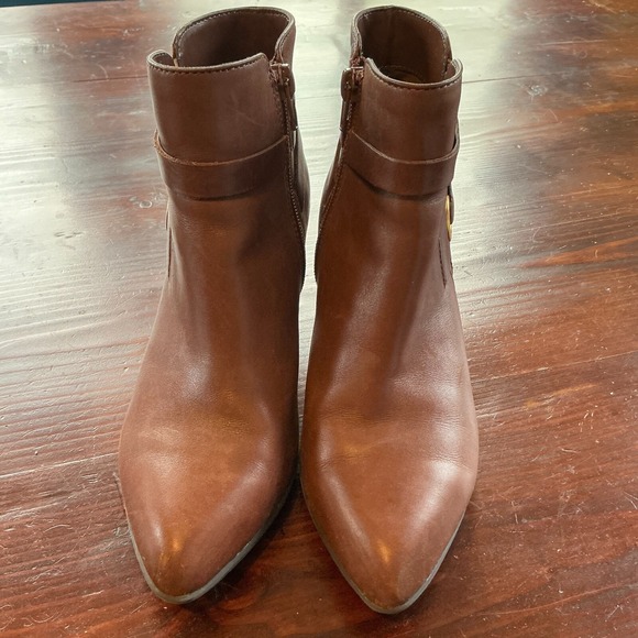 Anne Klein AkChelsey Ankle Boots Womens 6.5M Brown Leather Equestrian 2.5" Heel - Picture 3 of 11